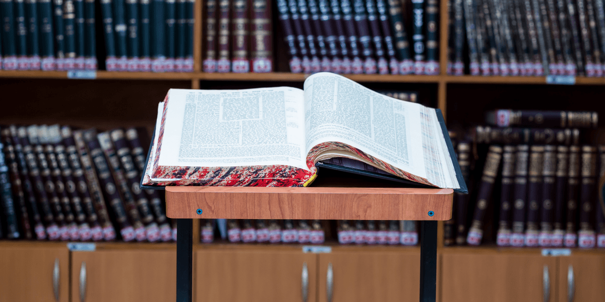 Torah scrolls and study hall